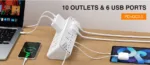 LDNIO SC10610 10 AC Outlets Universal Power Strip - Image 2