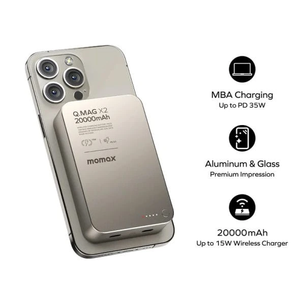 Momax Q.Mag X2 Magnetic Wireless Power Bank - 20000mAh