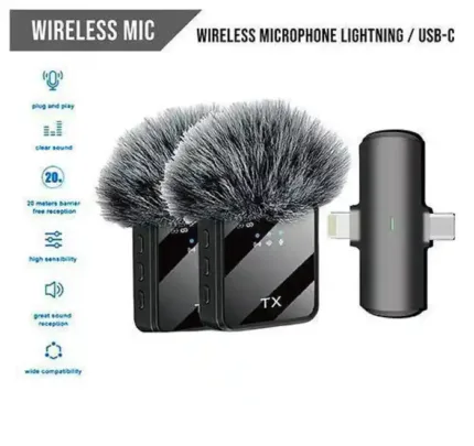 F15-2 Wireless Microphone 2 in 1 Collar Android and iphone