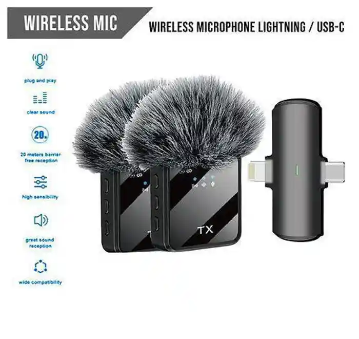 F15-2 Wireless Microphone 2 in 1 Collar Android and iphone